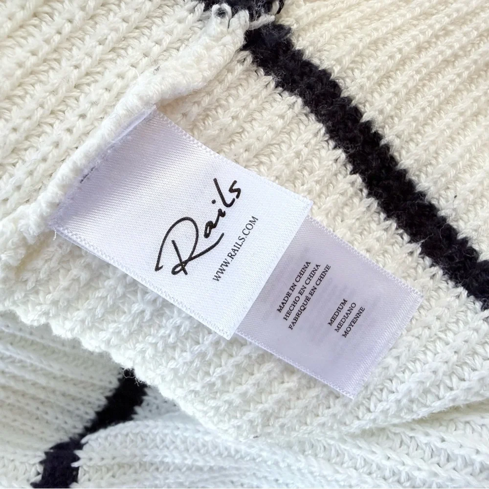 Rails Etta Sweater Vest - Sleeveless Knit Pullover Mock Neck Ivory Navy Stripe M